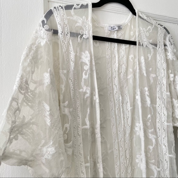 Dex Embroidered Fringed Mesh Kimono - Picture 7 of 10